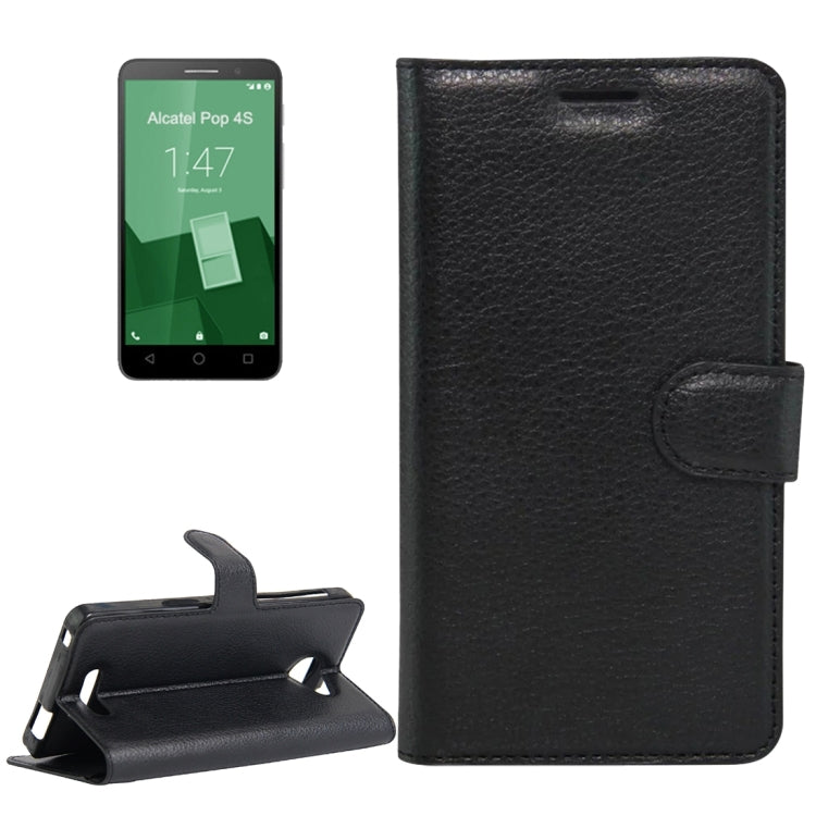 Litchi Texture Horizontal Flip Genuine Leather Case with Holder & Card Slots & Wallet for Alcatel POP 4S