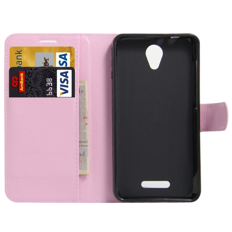 Litchi Texture Horizontal Flip Genuine Leather Case with Holder & Card Slots & Wallet for Alcatel POP 4