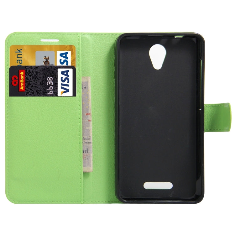 Litchi Texture Horizontal Flip Genuine Leather Case with Holder & Card Slots & Wallet for Alcatel POP 4