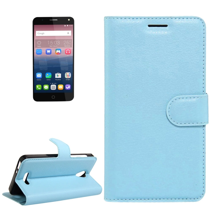 Litchi Texture Horizontal Flip Genuine Leather Case with Holder & Card Slots & Wallet for Alcatel POP 4