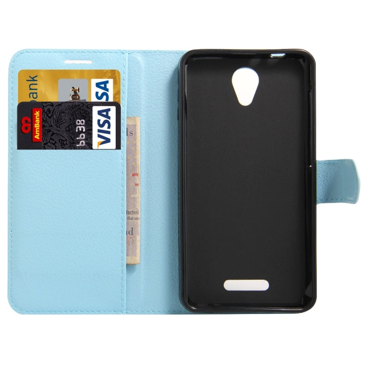 Litchi Texture Horizontal Flip Genuine Leather Case with Holder & Card Slots & Wallet for Alcatel POP 4