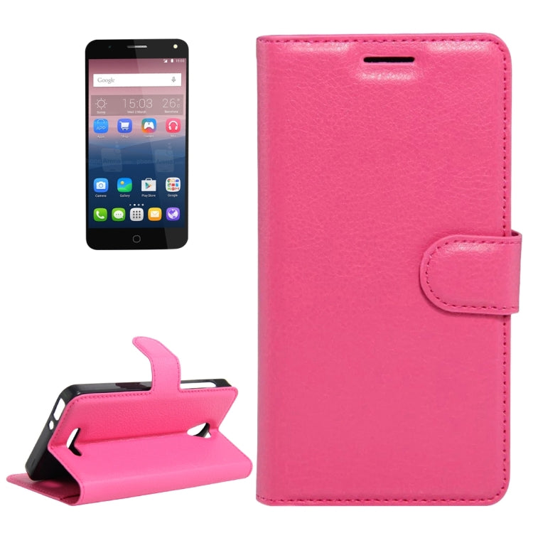Litchi Texture Horizontal Flip Genuine Leather Case with Holder & Card Slots & Wallet for Alcatel POP 4