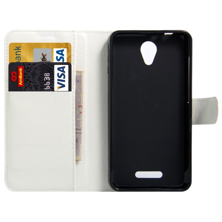 Litchi Texture Horizontal Flip Genuine Leather Case with Holder & Card Slots & Wallet for Alcatel POP 4