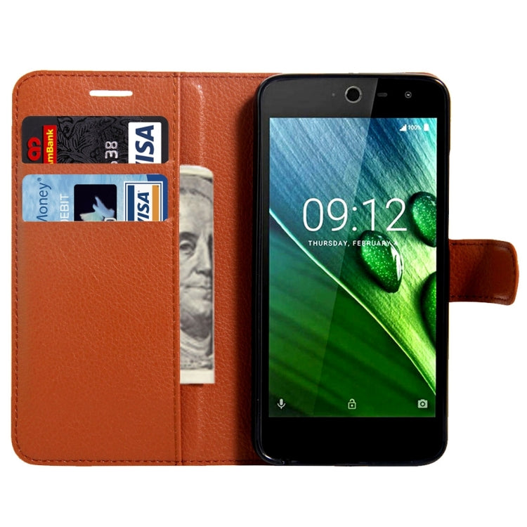 For Acer Liquid Zest / Z525 Litchi Texture Horizontal Flip Leather Case with Magnetic Buckle & Holder & Card Slots & Wallet