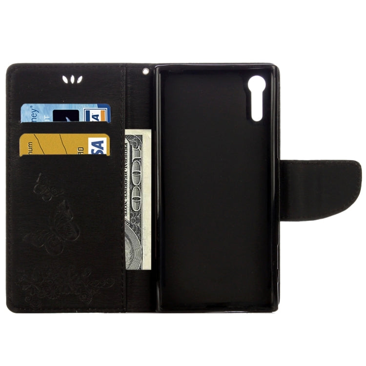 For Sony Xperia XZ Power Butterflies Embossing Horizontal Flip Leather Case with Holder & Card Slots & Wallet & Lanyard