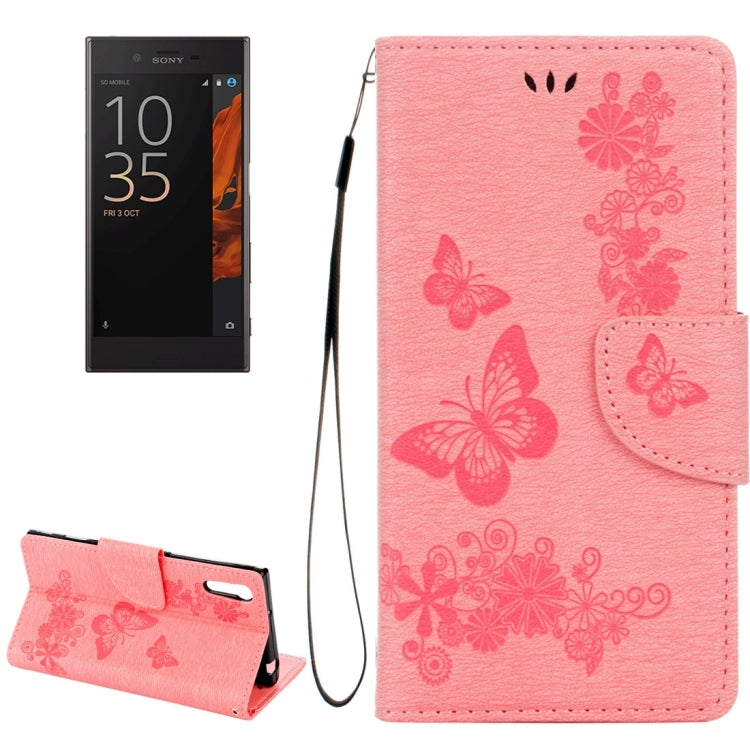 For Sony Xperia XZ Power Butterflies Embossing Horizontal Flip Leather Case with Holder & Card Slots & Wallet & Lanyard