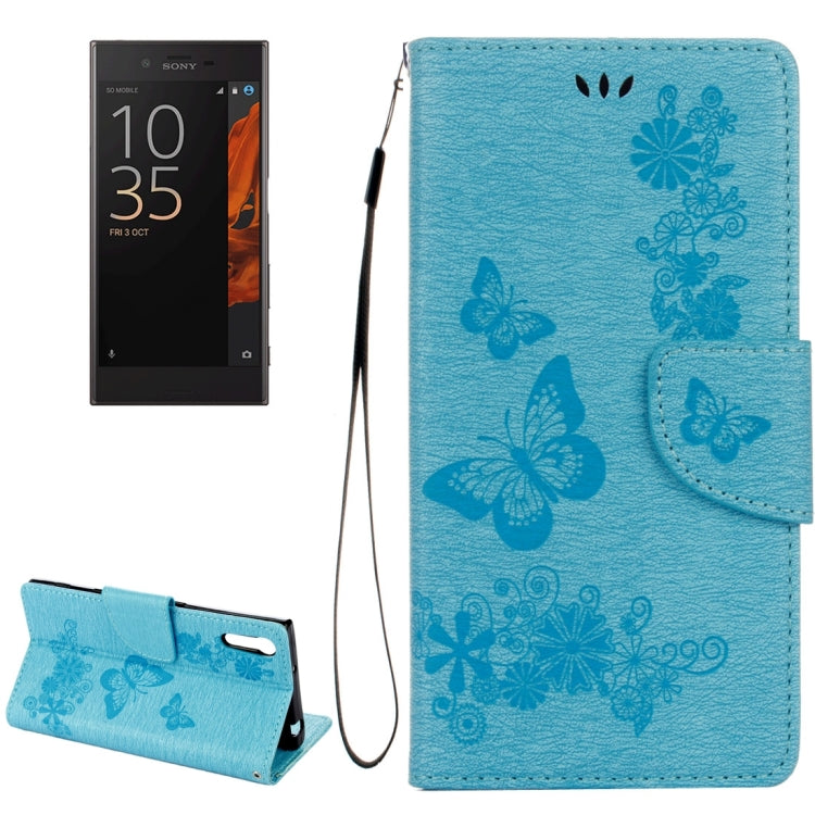 For Sony Xperia XZ Power Butterflies Embossing Horizontal Flip Leather Case with Holder & Card Slots & Wallet & Lanyard