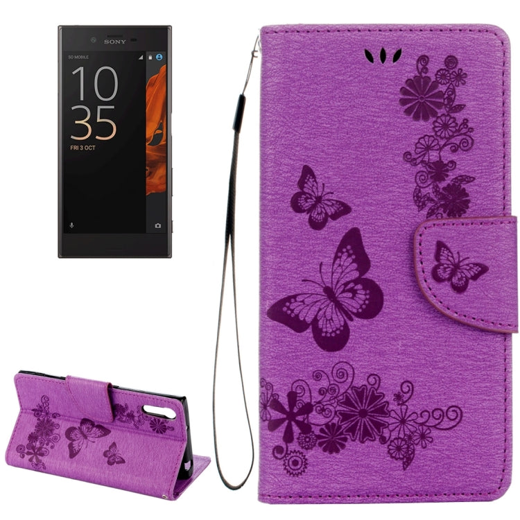 For Sony Xperia XZ Power Butterflies Embossing Horizontal Flip Leather Case with Holder & Card Slots & Wallet & Lanyard
