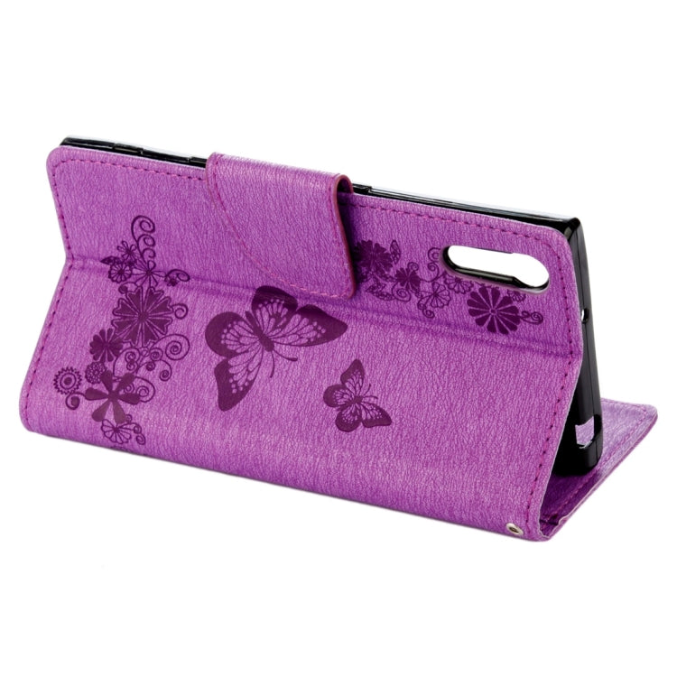 For Sony Xperia XZ Power Butterflies Embossing Horizontal Flip Leather Case with Holder & Card Slots & Wallet & Lanyard