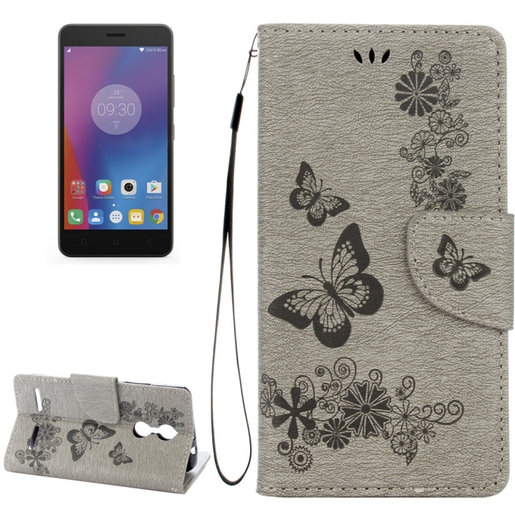 For Lenovo  K6 5.0 inch Butterflies Embossing Horizontal Flip Leather Case with Holder & Card Slots & Wallet & Lanyard