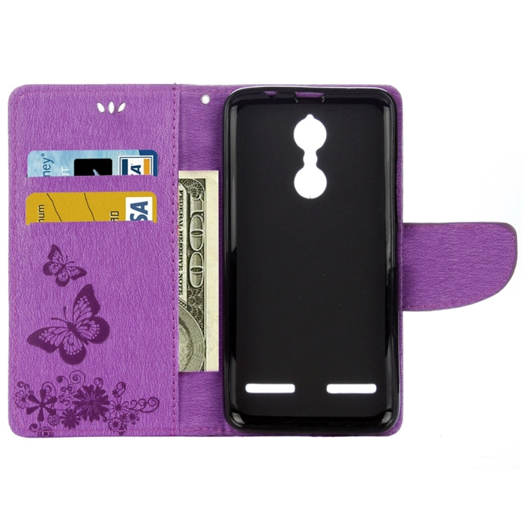 For Lenovo  K6 5.0 inch Butterflies Embossing Horizontal Flip Leather Case with Holder & Card Slots & Wallet & Lanyard