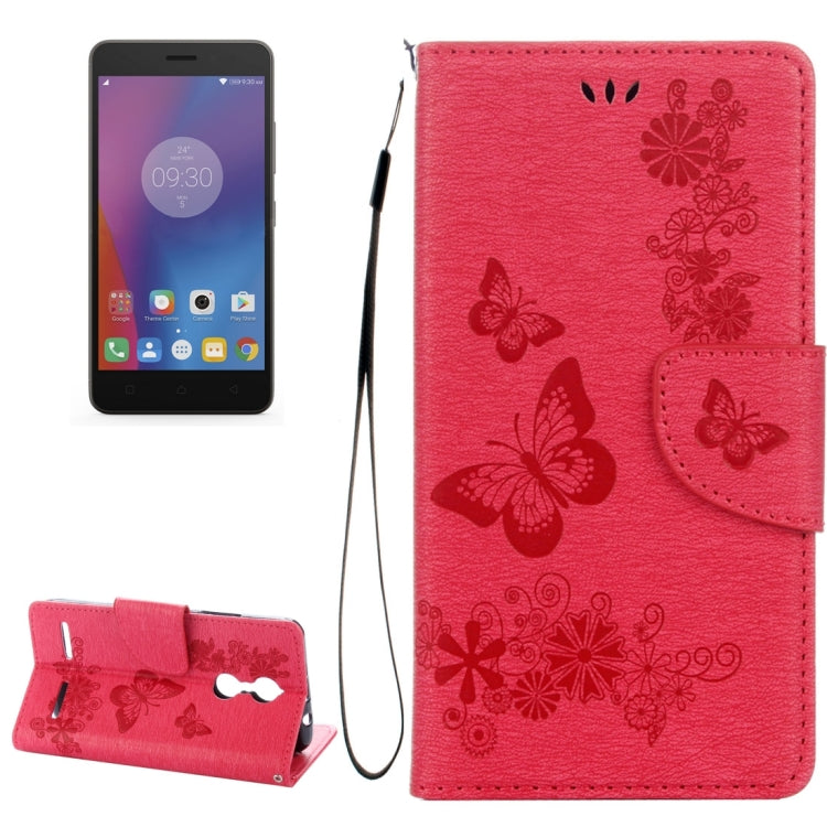 For Lenovo  K6 5.0 inch Butterflies Embossing Horizontal Flip Leather Case with Holder & Card Slots & Wallet & Lanyard
