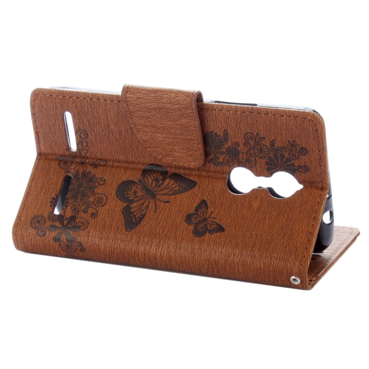 For Lenovo  K6 5.0 inch Butterflies Embossing Horizontal Flip Leather Case with Holder & Card Slots & Wallet & Lanyard