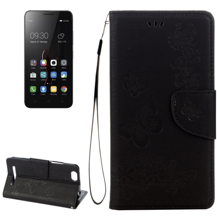 For Lenovo  VIBE C A2020 Butterflies Embossing Horizontal Flip Leather Case with Holder & Card Slots & Wallet & Lanyard