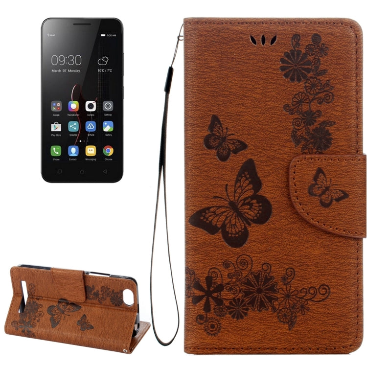 For Lenovo  VIBE C A2020 Butterflies Embossing Horizontal Flip Leather Case with Holder & Card Slots & Wallet & Lanyard