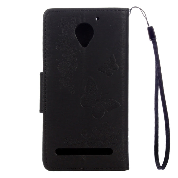 For Lenovo  Vibe C2 XT1700 / XT1706 Butterflies Embossing Horizontal Flip Leather Case with Holder & Card Slots & Wallet & Lanyard