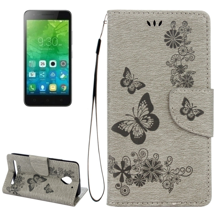 For Lenovo  Vibe C2 XT1700 / XT1706 Butterflies Embossing Horizontal Flip Leather Case with Holder & Card Slots & Wallet & Lanyard