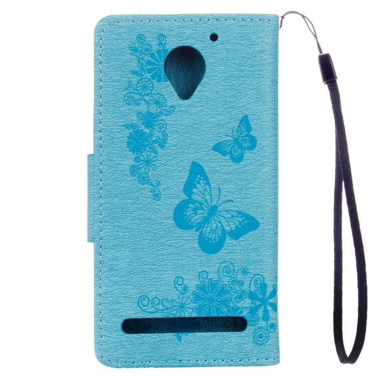 For Lenovo  Vibe C2 XT1700 / XT1706 Butterflies Embossing Horizontal Flip Leather Case with Holder & Card Slots & Wallet & Lanyard