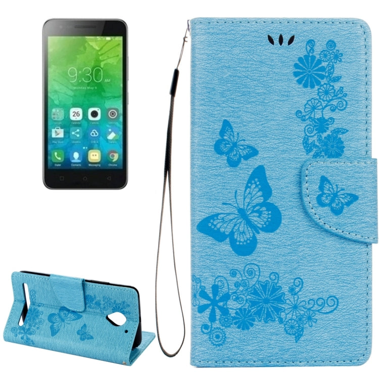 For Lenovo  Vibe C2 XT1700 / XT1706 Butterflies Embossing Horizontal Flip Leather Case with Holder & Card Slots & Wallet & Lanyard