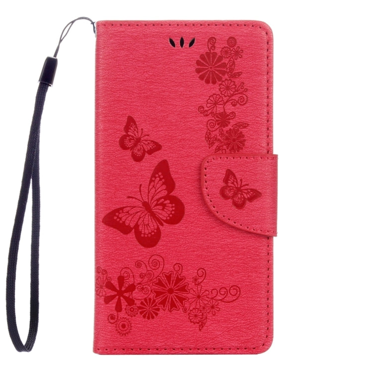For Lenovo  Vibe C2 XT1700 / XT1706 Butterflies Embossing Horizontal Flip Leather Case with Holder & Card Slots & Wallet & Lanyard
