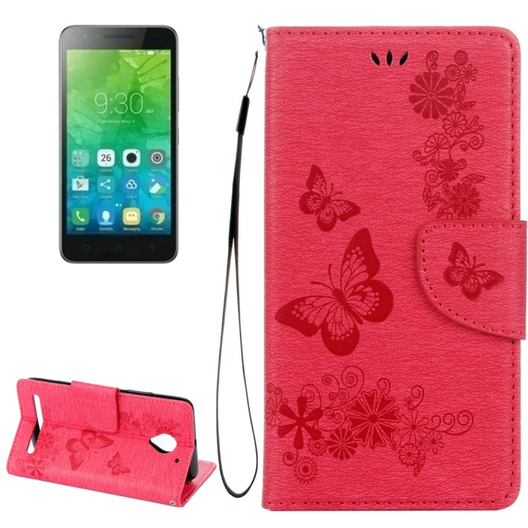 For Lenovo  Vibe C2 XT1700 / XT1706 Butterflies Embossing Horizontal Flip Leather Case with Holder & Card Slots & Wallet & Lanyard
