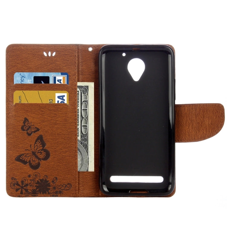 For Lenovo  Vibe C2 XT1700 / XT1706 Butterflies Embossing Horizontal Flip Leather Case with Holder & Card Slots & Wallet & Lanyard