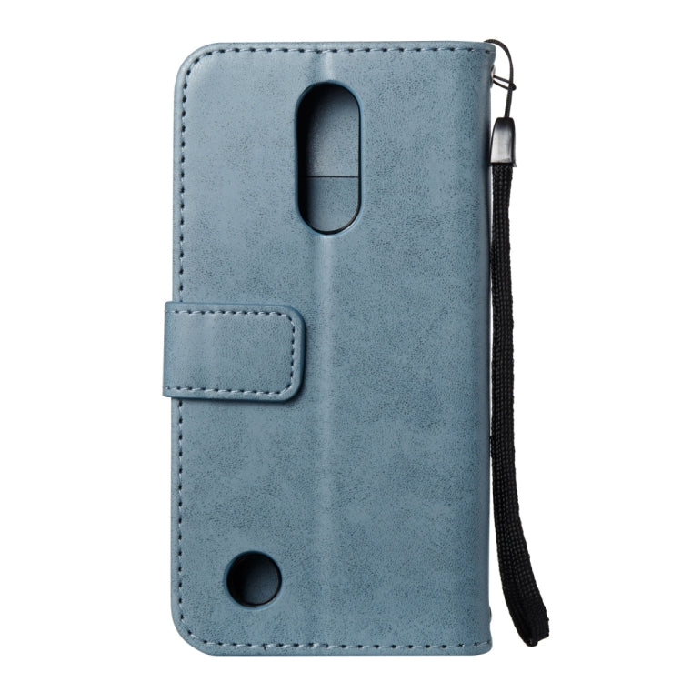 For LG K4 (2017) (US Version) Skull Pressed Flowers Pattern Horizontal Flip Leather Case with Holder & Card Slots & Wallet & Lanyard