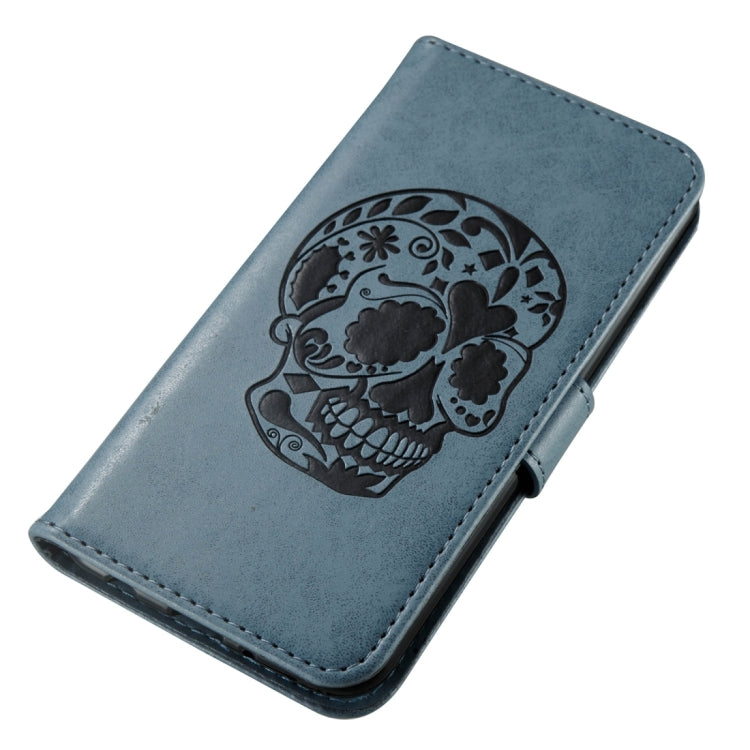 For LG K4 (2017) (US Version) Skull Pressed Flowers Pattern Horizontal Flip Leather Case with Holder & Card Slots & Wallet & Lanyard