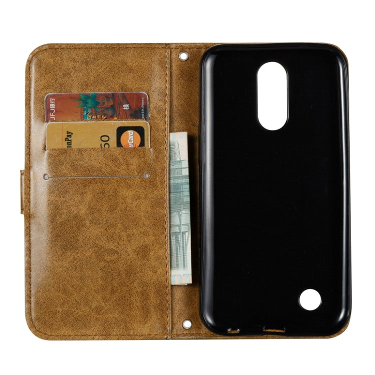 For LG K10 (2017) (US Version) Skull Pressed Flowers Pattern Horizontal Flip Leather Case with Holder & Card Slots & Wallet & Lanyard