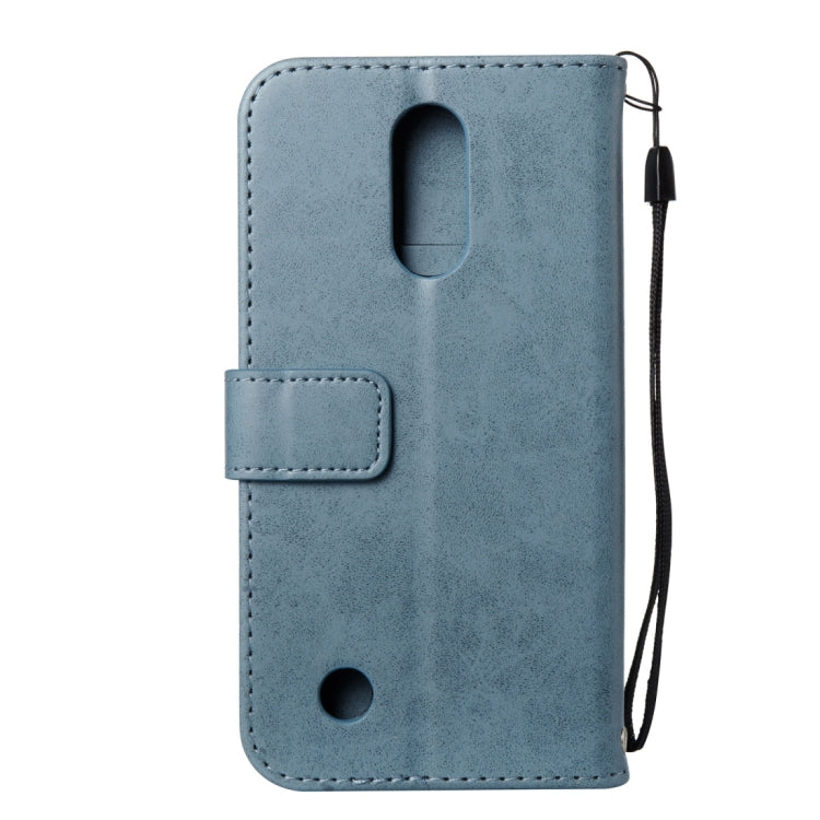 For LG K10 (2017) (US Version) Skull Pressed Flowers Pattern Horizontal Flip Leather Case with Holder & Card Slots & Wallet & Lanyard