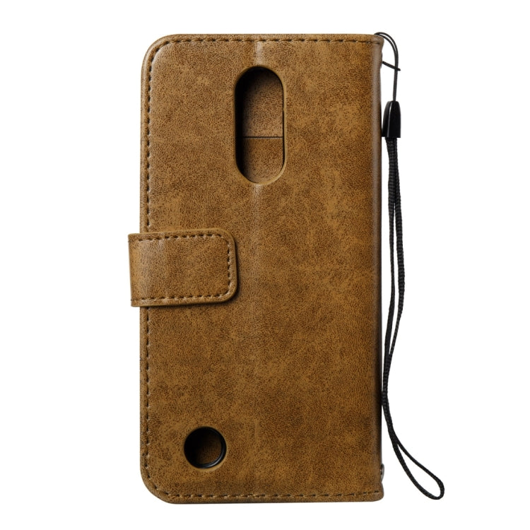 For LG K8 (2017) (US Version) Skull Pressed Flowers Pattern Horizontal Flip Leather Case with Holder & Card Slots & Wallet & Lanyard