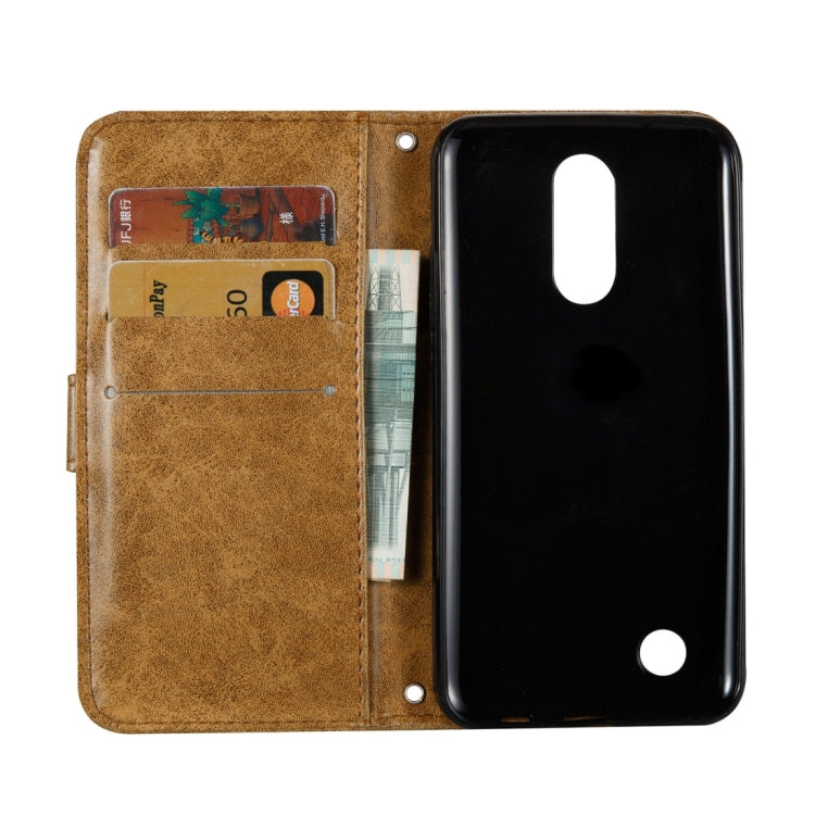 For LG K8 (2017) (US Version) Skull Pressed Flowers Pattern Horizontal Flip Leather Case with Holder & Card Slots & Wallet & Lanyard