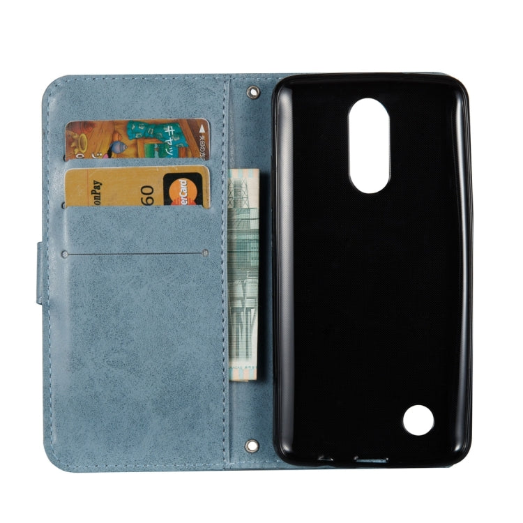 For LG K8 (2017) (US Version) Skull Pressed Flowers Pattern Horizontal Flip Leather Case with Holder & Card Slots & Wallet & Lanyard