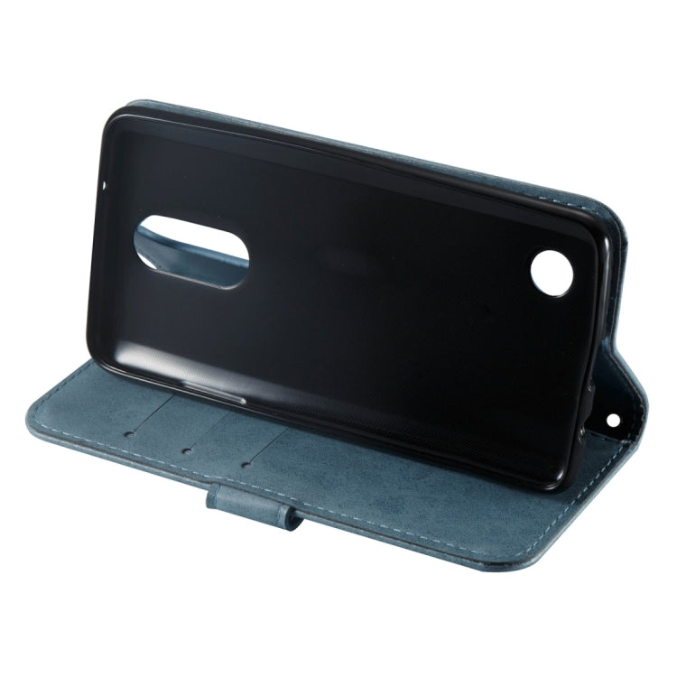 For LG K8 (2017) (US Version) Skull Pressed Flowers Pattern Horizontal Flip Leather Case with Holder & Card Slots & Wallet & Lanyard