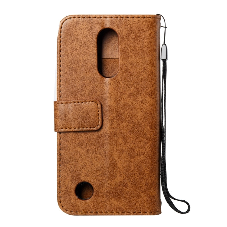 For LG K8 (2017) (US Version) Skull Pressed Flowers Pattern Horizontal Flip Leather Case with Holder & Card Slots & Wallet & Lanyard