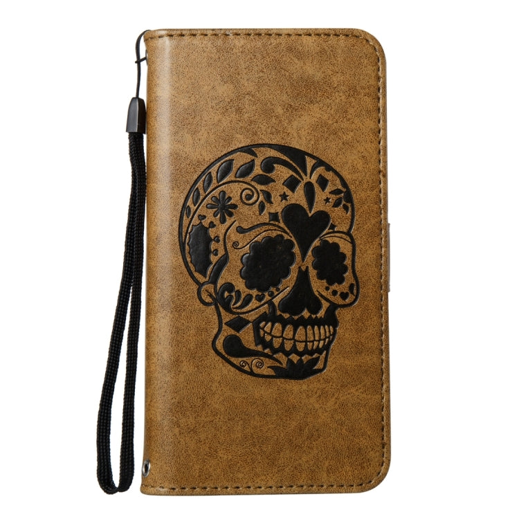 For Huawei  P8 Lite (2017) Skull Pressed Flowers Pattern Horizontal Flip Leather Case with Holder & Card Slots & Wallet & Lanyard