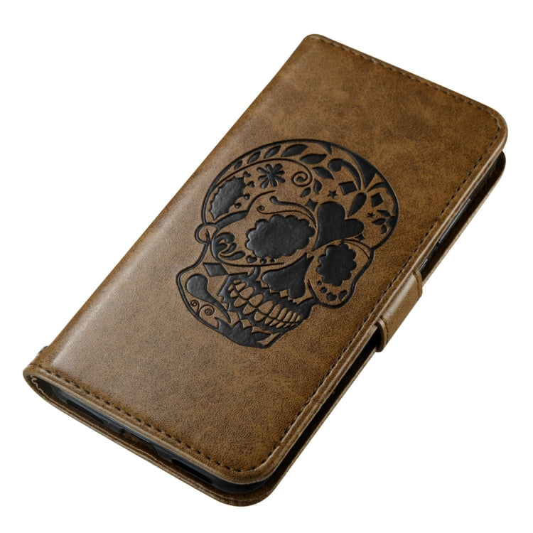 For Huawei  P8 Lite (2017) Skull Pressed Flowers Pattern Horizontal Flip Leather Case with Holder & Card Slots & Wallet & Lanyard