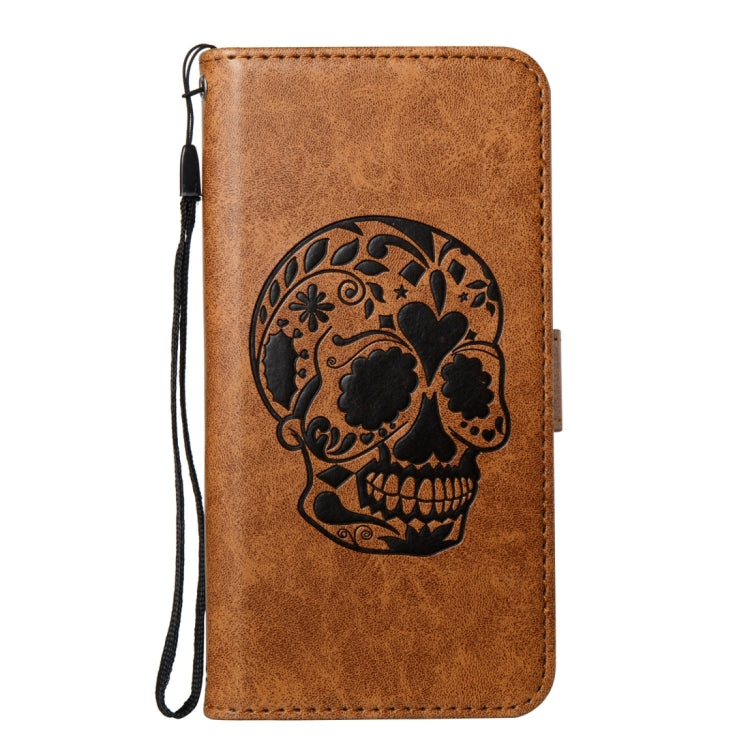 For Huawei  P8 Lite (2017) Skull Pressed Flowers Pattern Horizontal Flip Leather Case with Holder & Card Slots & Wallet & Lanyard