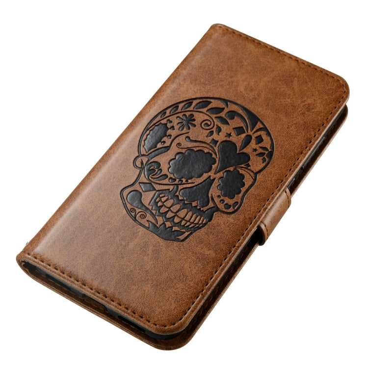 For Huawei  P8 Lite (2017) Skull Pressed Flowers Pattern Horizontal Flip Leather Case with Holder & Card Slots & Wallet & Lanyard