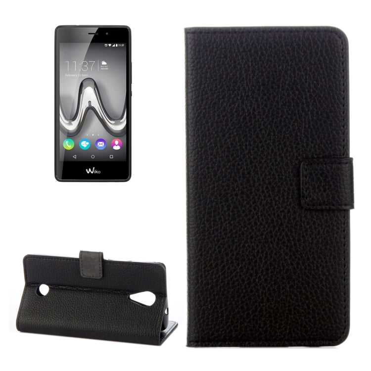 For Wiko Tommy Litchi Texture Horizontal Flip Leather Case with Holder & Card Slots & Wallet