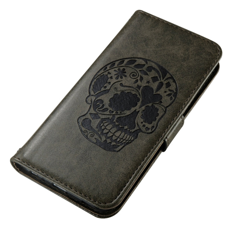 For Huawei  P10 Skull Pressed Flowers Pattern Horizontal Flip Leather Case with Holder & Card Slots & Wallet & Lanyard