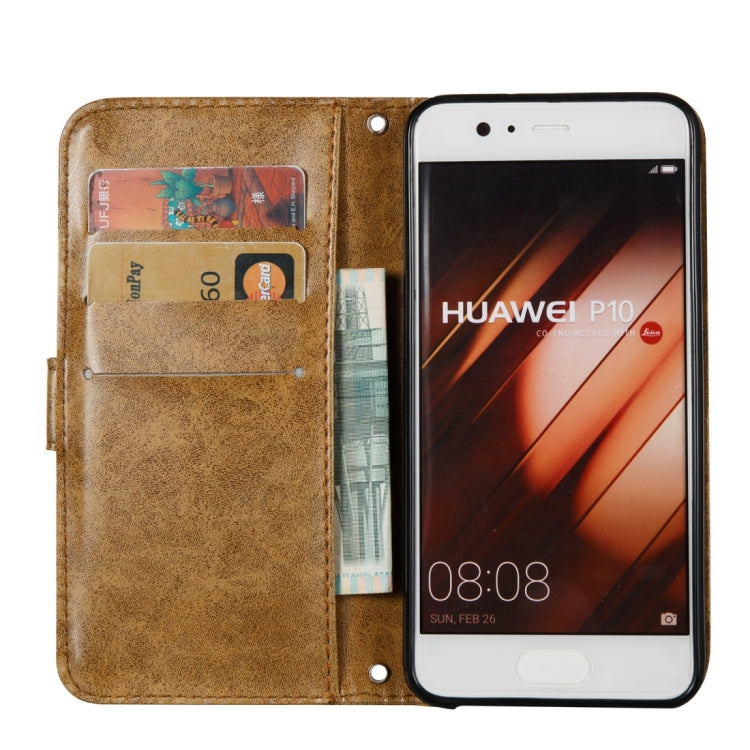For Huawei  P10 Skull Pressed Flowers Pattern Horizontal Flip Leather Case with Holder & Card Slots & Wallet & Lanyard