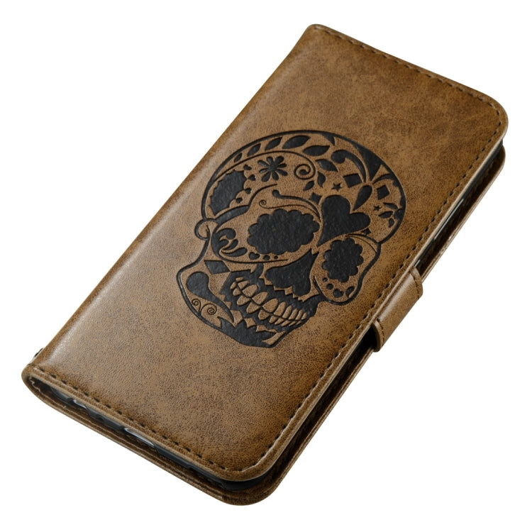 For Huawei  P10 Skull Pressed Flowers Pattern Horizontal Flip Leather Case with Holder & Card Slots & Wallet & Lanyard