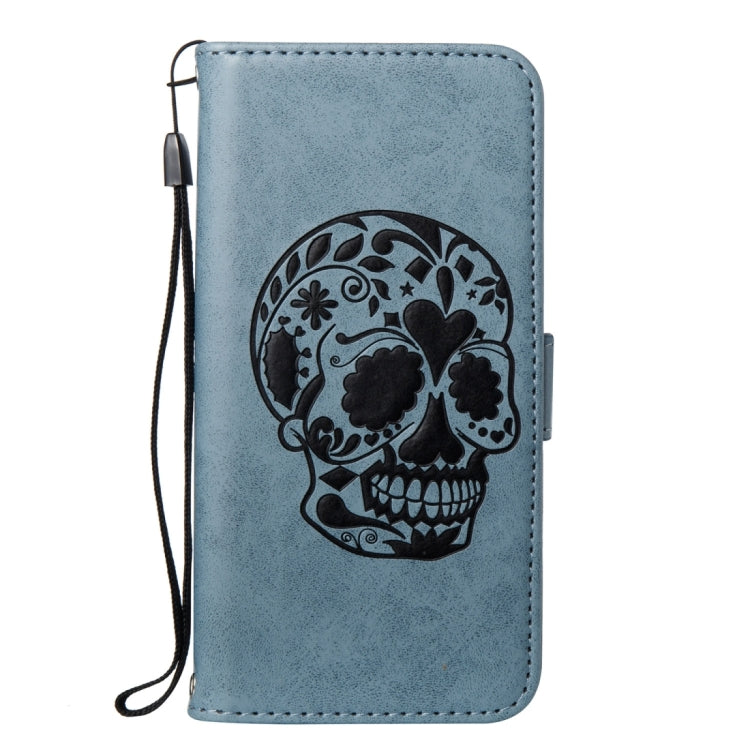 For Huawei  P10 Skull Pressed Flowers Pattern Horizontal Flip Leather Case with Holder & Card Slots & Wallet & Lanyard