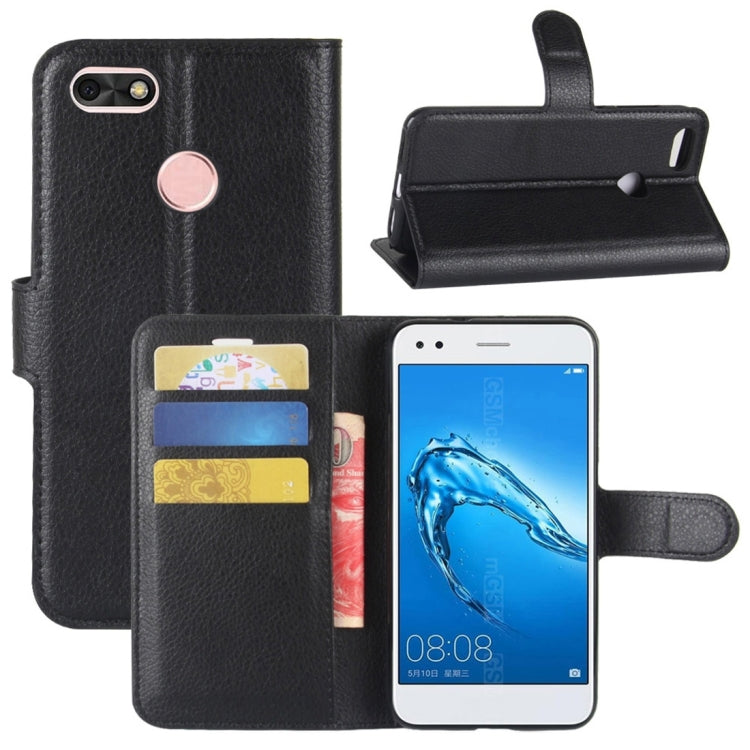 For Huawei  Enjoy 7 Litchi Texture Horizontal Flip Leather Case with Holder & Card Slots & Wallet