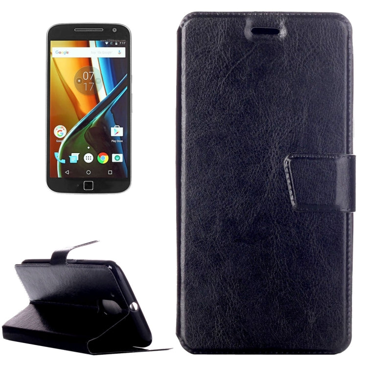 For Motorola Moto G4 Plus Crazy Horse Texture Horizontal Flip Leather Case with Holder & Card Slots