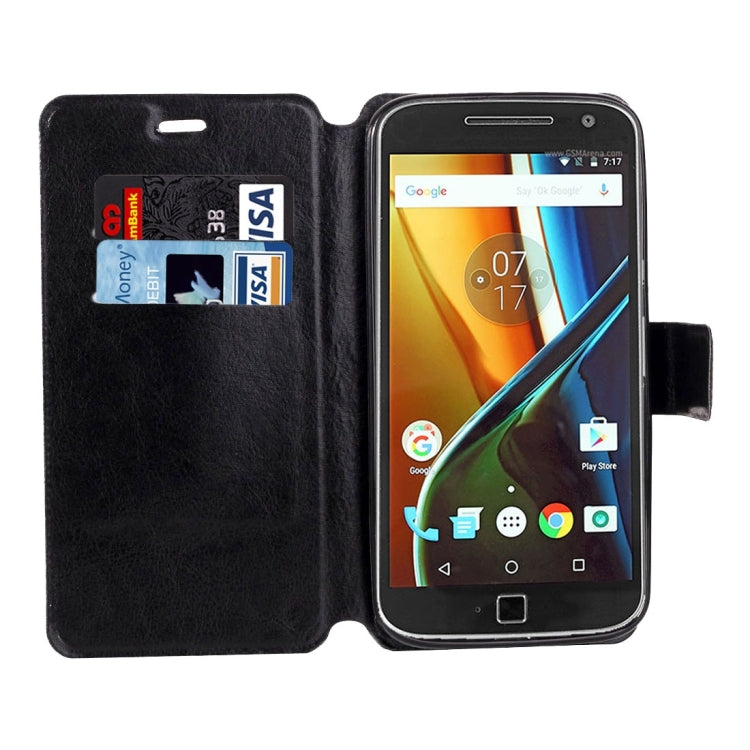 For Motorola Moto G4 Plus Crazy Horse Texture Horizontal Flip Leather Case with Holder & Card Slots