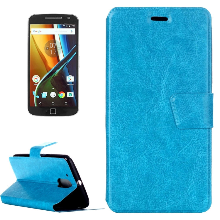 For Motorola Moto G4 Plus Crazy Horse Texture Horizontal Flip Leather Case with Holder & Card Slots
