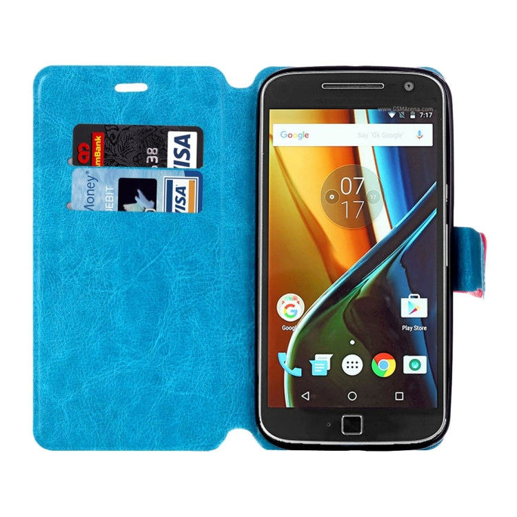 For Motorola Moto G4 Plus Crazy Horse Texture Horizontal Flip Leather Case with Holder & Card Slots