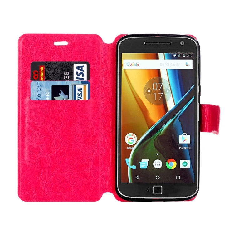For Motorola Moto G4 Plus Crazy Horse Texture Horizontal Flip Leather Case with Holder & Card Slots